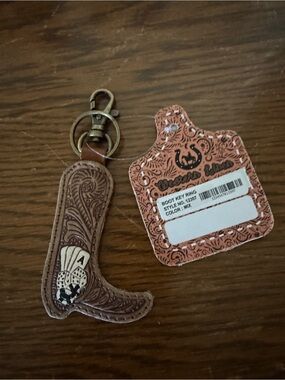 Western Boot Leather Key Ring — Brown by (Dani Morgan Boutique)
